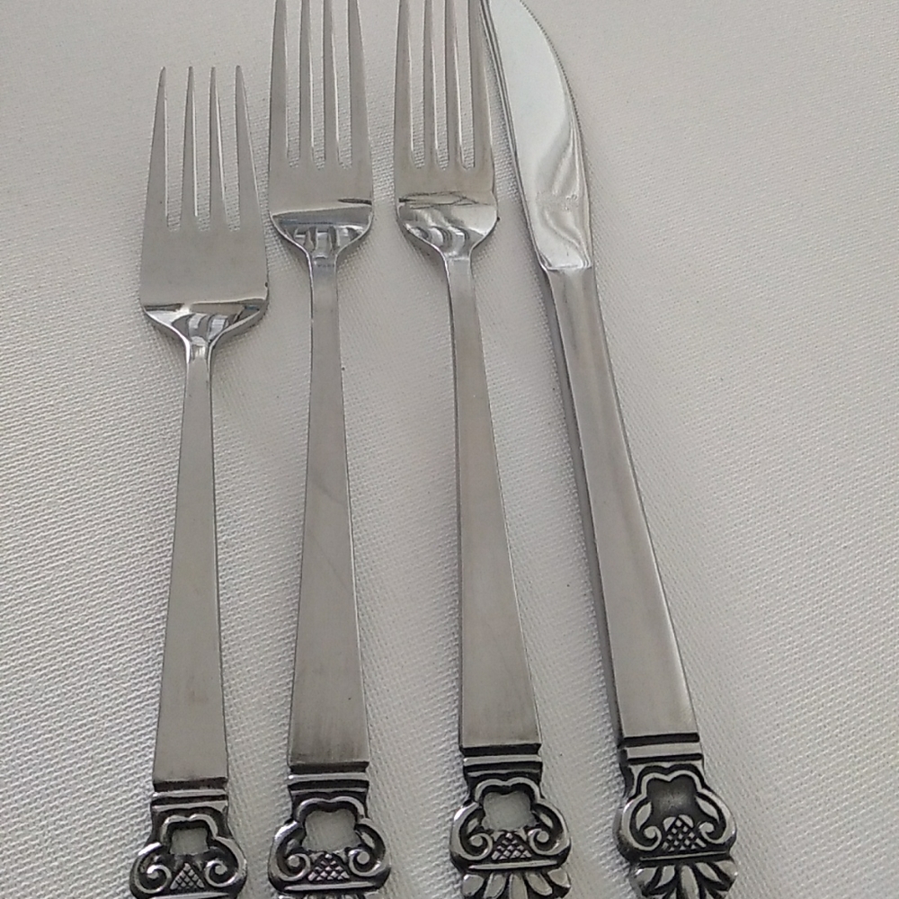 National Stainless King Eric Forks, Dinner Knife Flatware Bundle Of 4